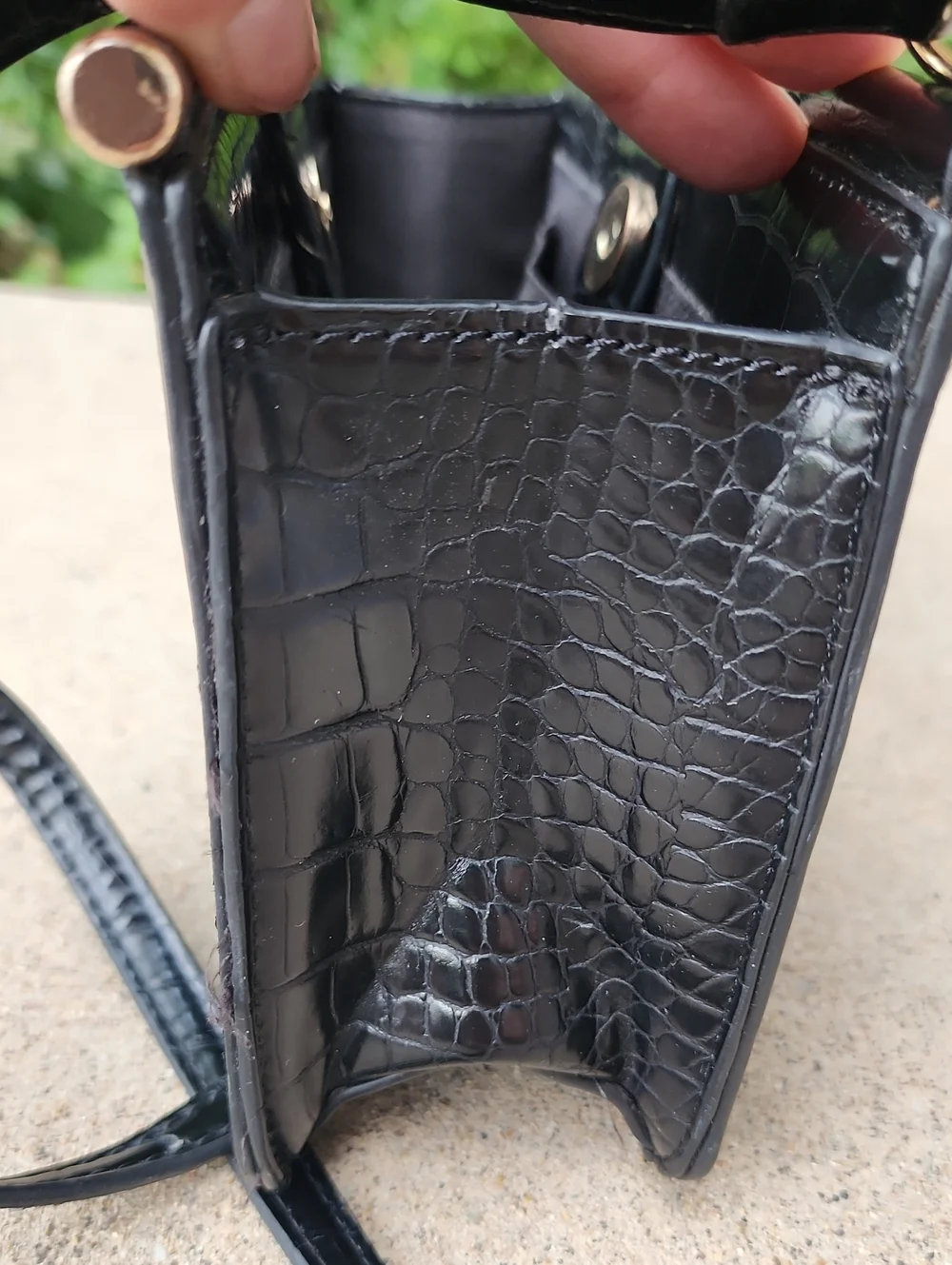 RACHEL ZOE Black Croc-Embossed Pleather Crossbody Bag